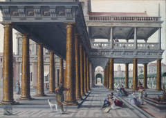 Architectural Caprice with Figures by Hans Vredeman de Vries