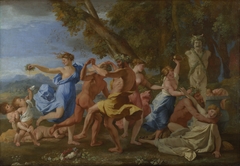 Bacchanal before a Statue of Pan by Nicolas Poussin