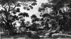 Baumlandschaft mit Vieh und Wild by Gillis d'Hondecoeter