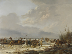 Breaking of the Ice on the Karnemelksloot near Naarden, January 1814 by Pieter Gerardus van Os