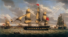 British Merchantman in the River Mersey off Liverpool by Robert Salmon