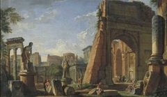 Capriccio with Motifs of the Forum Romanum by Giovanni Paolo Panini