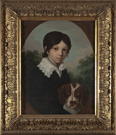 Childhood portrait of Oleś Walicki (1805–1831) with a dog by Joseph Sonntag