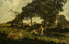 Children Playing in a Park by Adolphe Joseph Thomas Monticelli