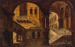 Courtyard with a Staircase by Michele Marieschi