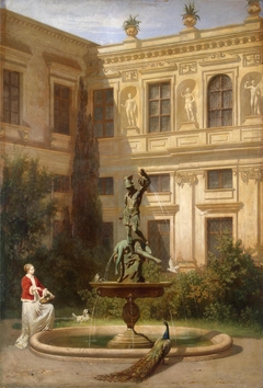 Courtyard with the Grotto in the Munich Royal Residence by Hans von Marées