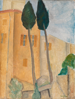 Cypresses and Houses at Cagnes (Cyprès et maisons à Cagnes) by Amedeo Modigliani