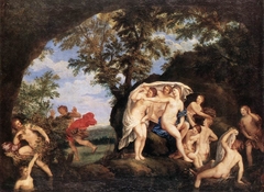 Diana and Actaeon with nine nymphs by Francesco Albani