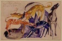 Die vier Begleithunde des Prinzen Jusuff by Franz Marc