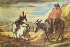 Don Quichotte et Sancho Panca dans les montagnes by Honoré Daumier