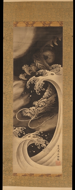 Dragon [right of a triptych of Taigong Wang, Dragon, and Carp] by Soga Shōhaku