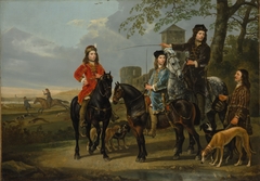 Equestrian Portrait of Cornelis (1639–1680) and Michiel Pompe van Meerdervoort (1638–1653) with Their Tutor and Coachman ("Starting for the Hunt") by Aelbert Cuyp