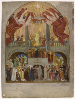 Esquisse pour l'église du Saint-Esprit (12e arr.) : La Pentecôte, l'Eglise romaine, l'Eglise d'orient by Maurice Denis