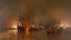 Farragut's Fleet passing the Forts below New Orleans by Mauritz de Haas