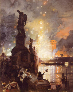 Fireworks on Castel Sant'Angelo by Franz Theodor Aerni