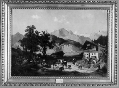 Gebirgslandschaft mit Bauernhaus und Staffage by Joseph Brunner