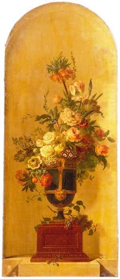 Geschilderd behangsel met voorstelling van bloemen in een vaas by Willem van Leen