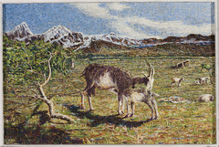 Goats against landscape by Giovanni Segantini