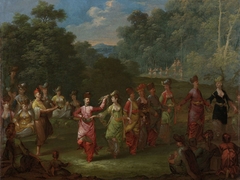 Greek Men and Women Dancing the Khorra by Jean Baptiste Vanmour