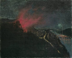 Heidelberg by Night with Fireworks by Emil Orlík