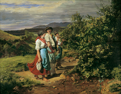 Heimkehr von der Arbeit (Die Liebenden am Scheideweg) by Ferdinand Georg Waldmüller