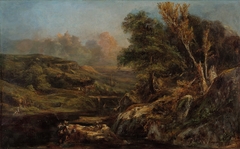 Hilly Landscape with an Angler by Théodore Rousseau