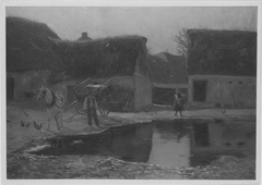 Hof einer Farm in der Picardie by Franz Skarbina