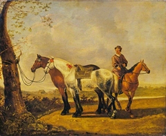 Horses Tied to a Tree by Abraham van Calraet