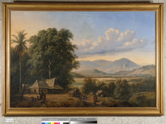 Indonesisch landschap met kampong by Raden Saleh