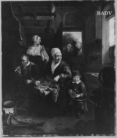 Interieur eines holländisches Bauernhauses mit Familie by Cornelius Bellekin