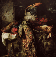 Jagdbeute mit totem Pfau und Eberkopf by Jan Fyt