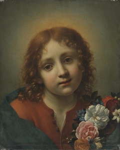 Jesusknabe mit Blumenkranz by Carlo Dolci