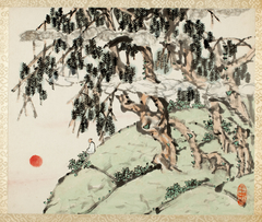 Landscape and Figure, from an album of Landscapes and Calligraphy for Liu Songfu by Xu Gu