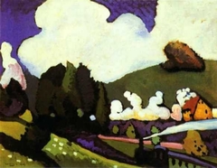 Landscape near Murnau with a Locomotive by Wassily Kandinsky