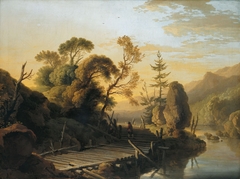 Landscape with a billet dam by Christian Wilhelm Ernst Dietrich