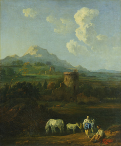 Landscape with figures. by Karel Dujardin