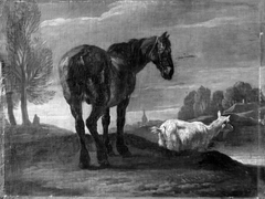 Landscape with Horse and a Goat by Pieter van Bloemen