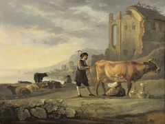 Landscape with Maid Milking a Cow by Aelbert Cuyp