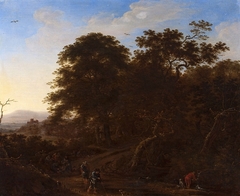 Landscape with travelers. by Herman Saftleven