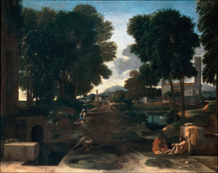 Landscape with Travellers Resting, known as A Roman Road by Nicolas Poussin