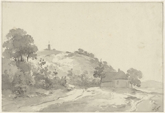 Landschap met een huis en een molen by Andreas Schelfhout