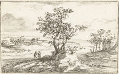 Landschap met twee bomen by Unknown Artist