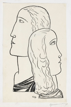 Man en vrouw, en profile by Leo Gestel