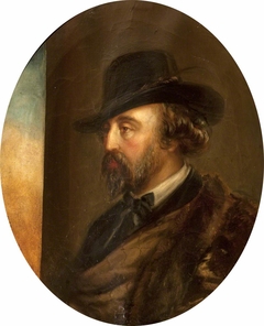 Marmion Edward Ferrers (1813-1884), in three quarters profile to the left, in a hat by Rebecca Dulcibella Orpen