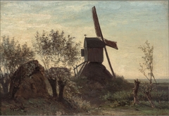 Mill near a wide Ditch with Pollard Willows by Paul Joseph Constantin Gabriël