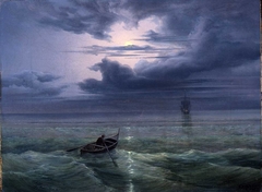 Moon night on the Gulf of Salerno by Ernst Ferdinand Oehme