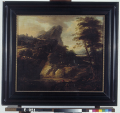 Mountain landscape and lake by Nicolas Poussin