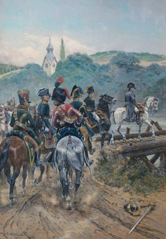 Napoleon Crossing the Bridge to Lobau Island by Richard Caton Woodville