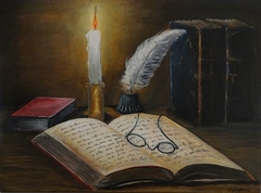 Old books with candle II by Skopelitis Konstantinos