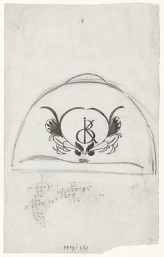 Ontwerp voor een monogram in cartouche by Gerrit Willem Dijsselhof